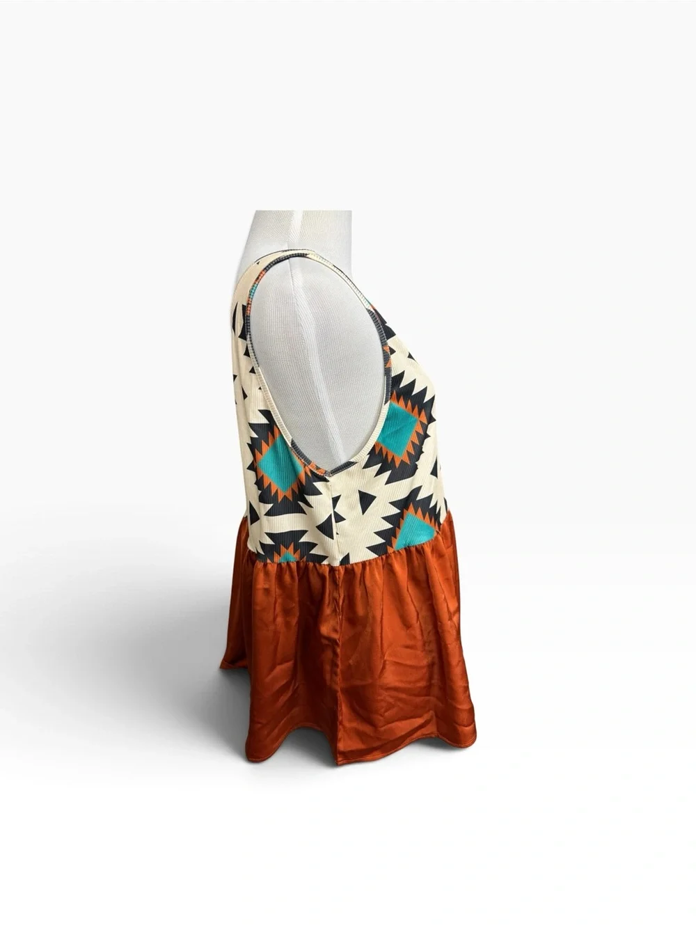 Women’s Aztec Print Sleeveless blouse in Cream & Rust
